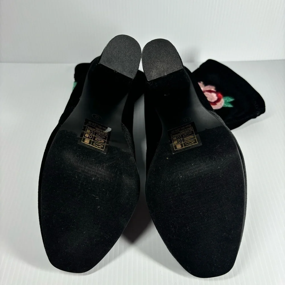 Yoki Heels Womens 8 Ankle Boots Roses Crushed Velvet Photoshoot Night Out Party